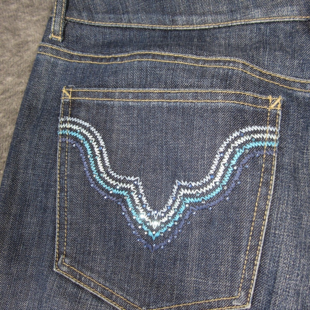 Vtg Talbots Stretch‎ Jeans 12 Blue Denim High-Rise Embroidered Straight Boho Y2K